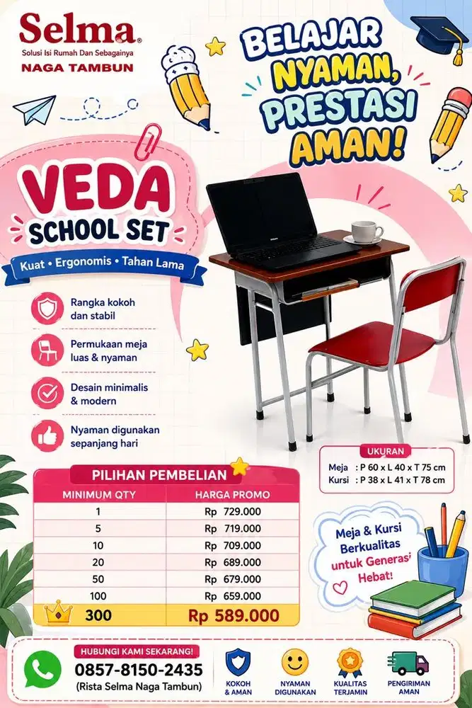 promo banting harga set meja sekolah