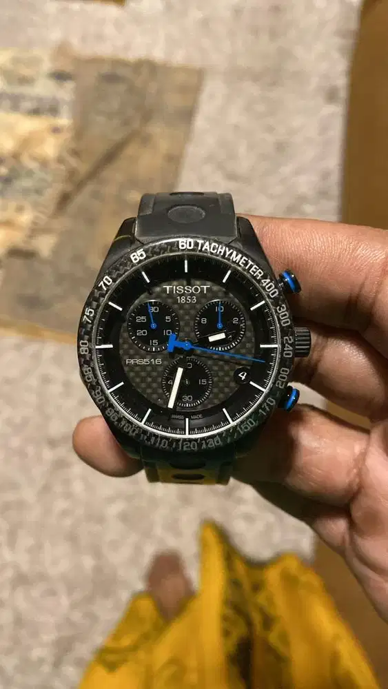 Tissot prs 516 chronograp black rubber strap ori