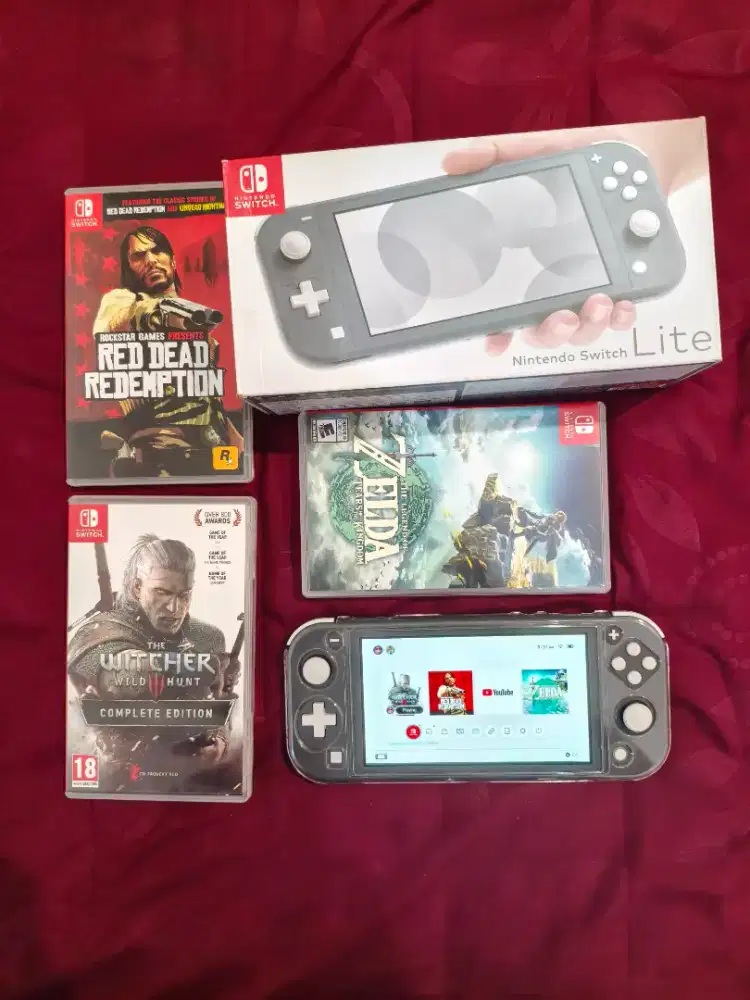 Nintendo Switch Lite Grey 64GB Fullset Bonus Game