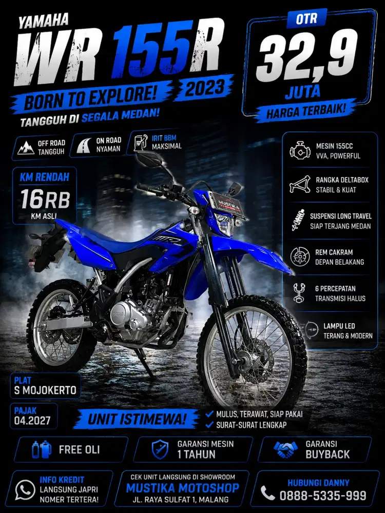 KM 16rb‼️Yamaha WR155 2023. DANNY Mustika Sulfat