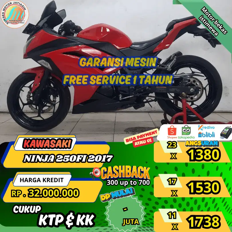 KAWASAKI NINJA 250 FI 2017 DP&ANGSURAN TERMURAHSYRTKTP&KK(SUKSESMOTOR)