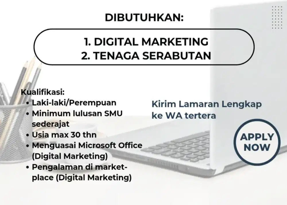 Dicari: Digital Marketing & Tenaga Serabutan