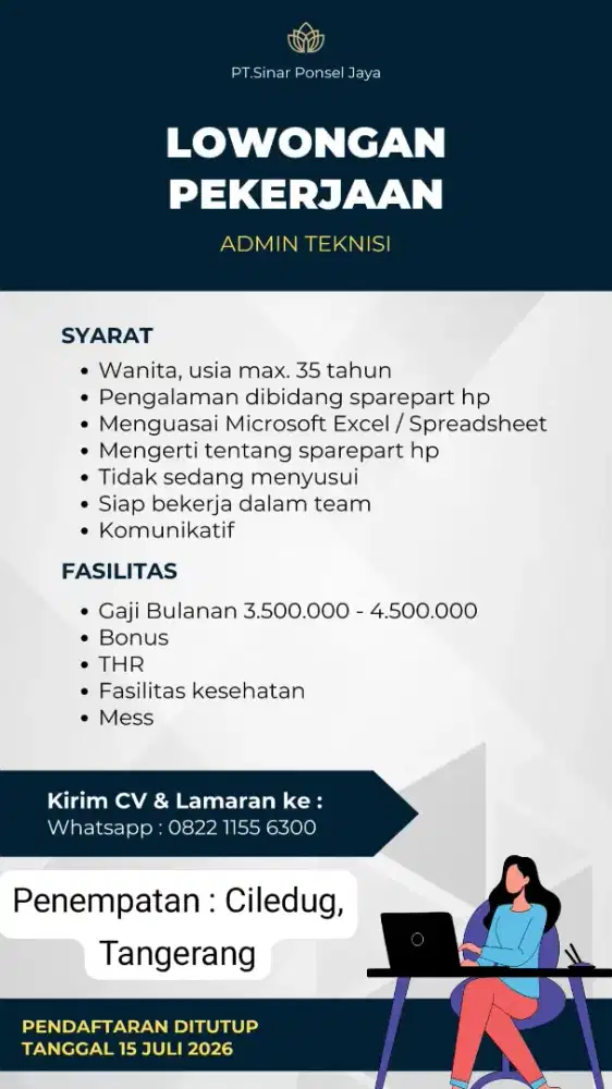 Dibutuhkan admin teknisi handpne