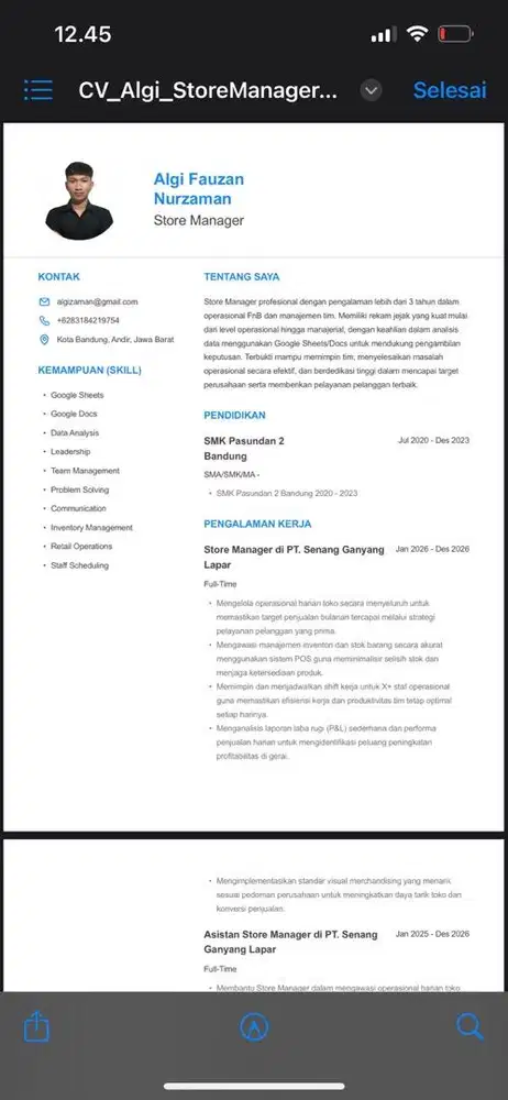 store manager/supervisor
