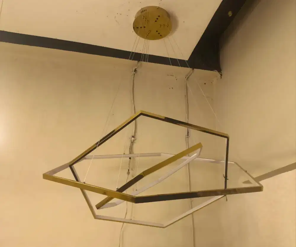 Lampu gantung led hexagon 3 ring