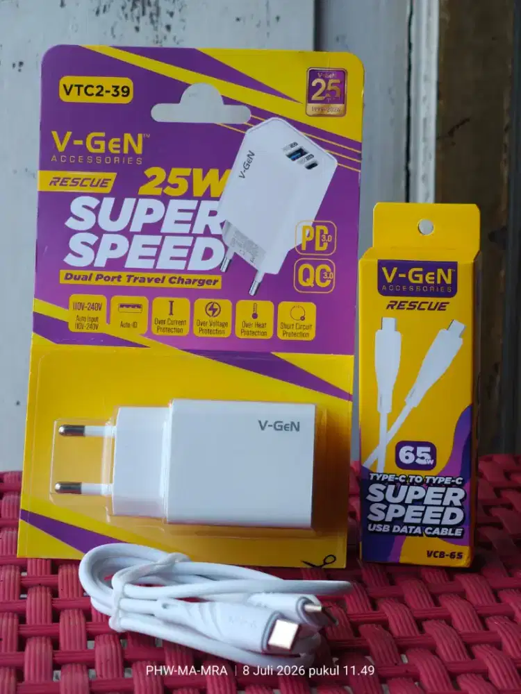 Charger Vgen 25watt ( Support Super Fast charging Samsung )
