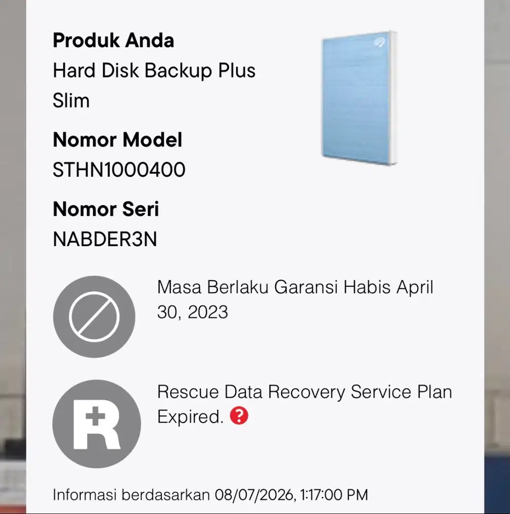 Hardisk Seagate Backup Slim 1tb