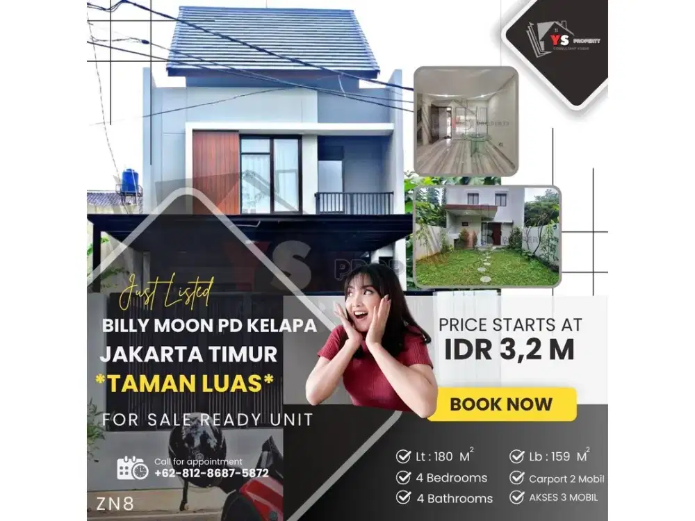 BILLY MOON JAKTIM RUMAH BARU DESIGN LUX 2 LT DENGAN TAMAN LUAS ZN8