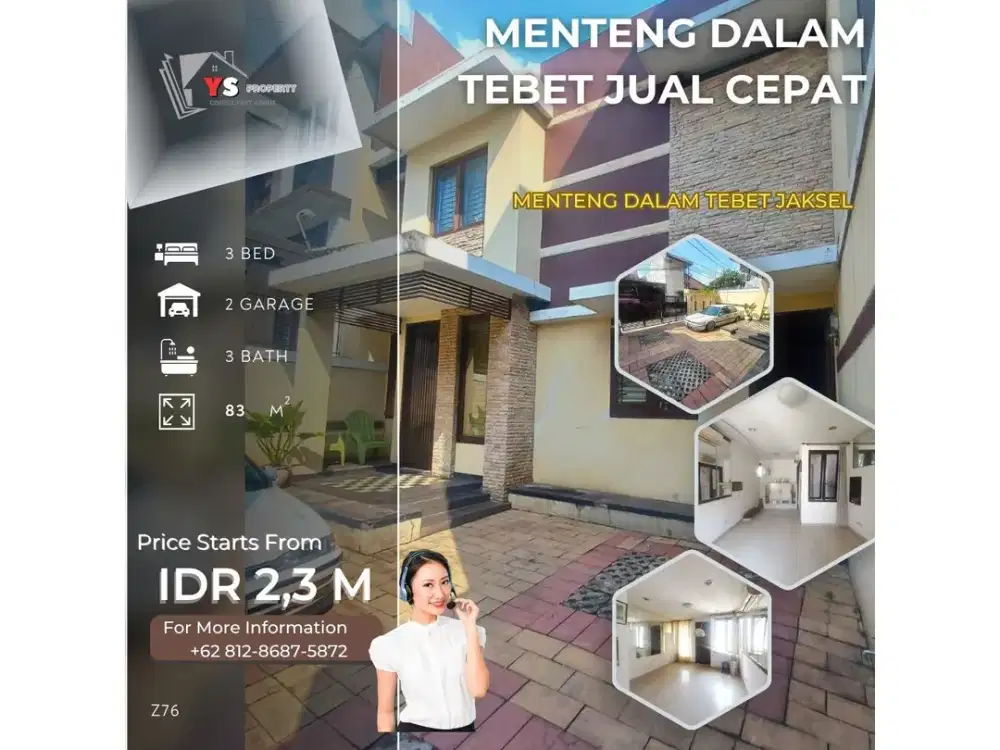 JUAL CEPAT! Rumah 2 Lantai Menteng Dalam 3KT 2,3M Nego Z76