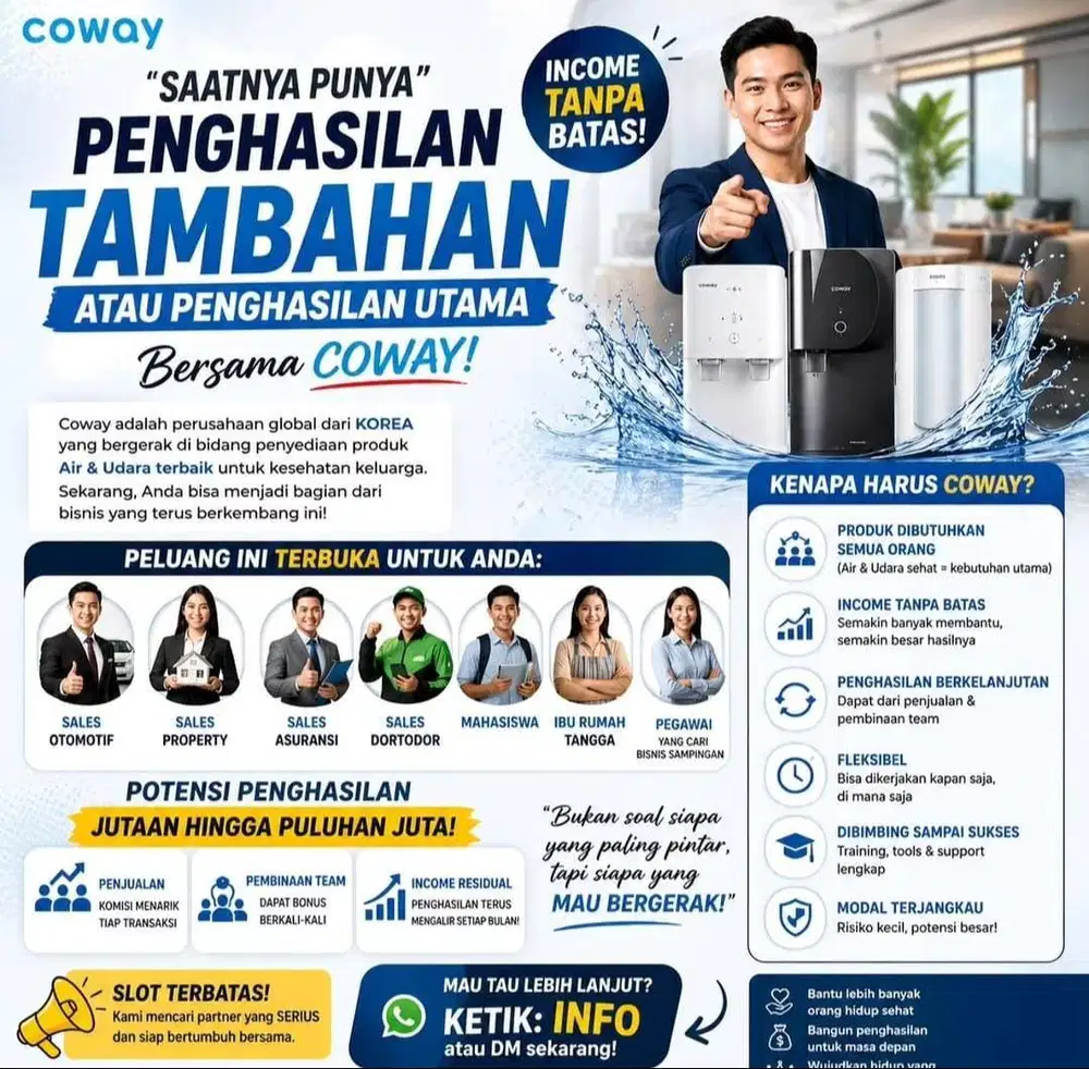 LOWONGAN KERJA / PELUANG USAHA – SALES & BUSINESS PARTNER COWAY INDONE
