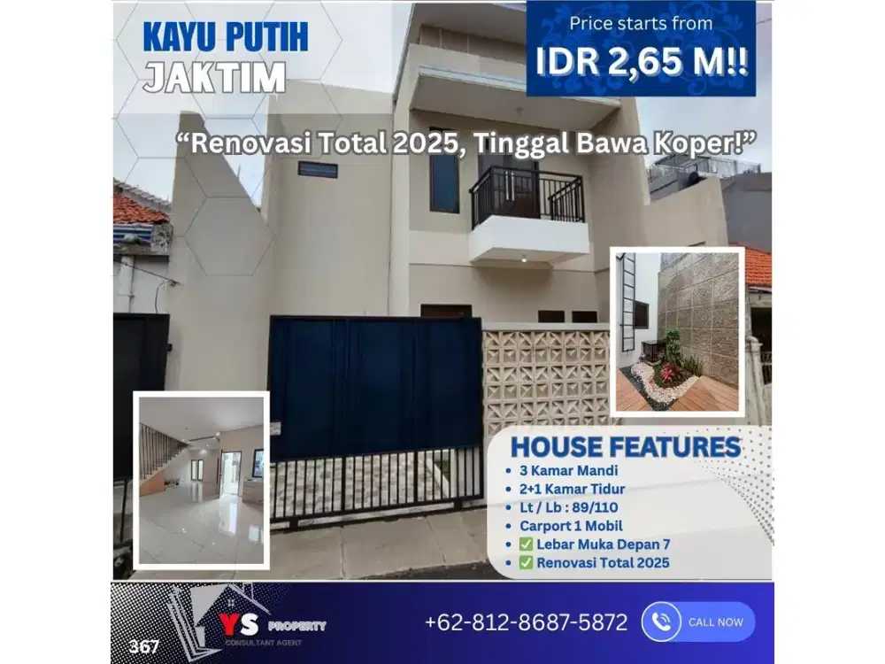 Rumah Cantik Kayu Putih Renovasi Total 2025 – Lokasi Strategis, Siap Huni! 367