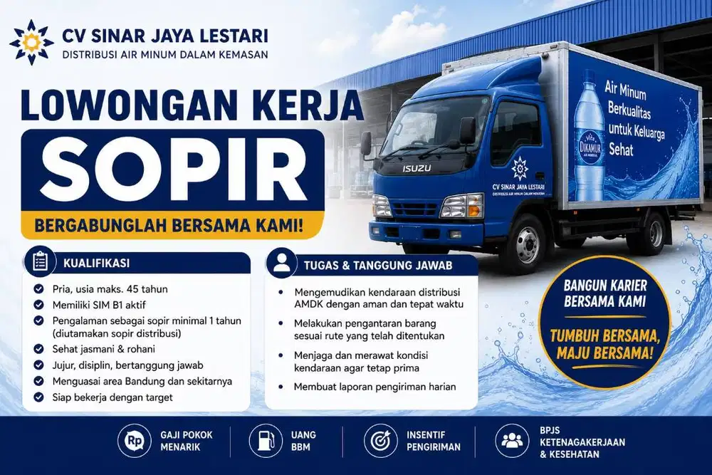 Loker Sopir SIM B area Bandung
