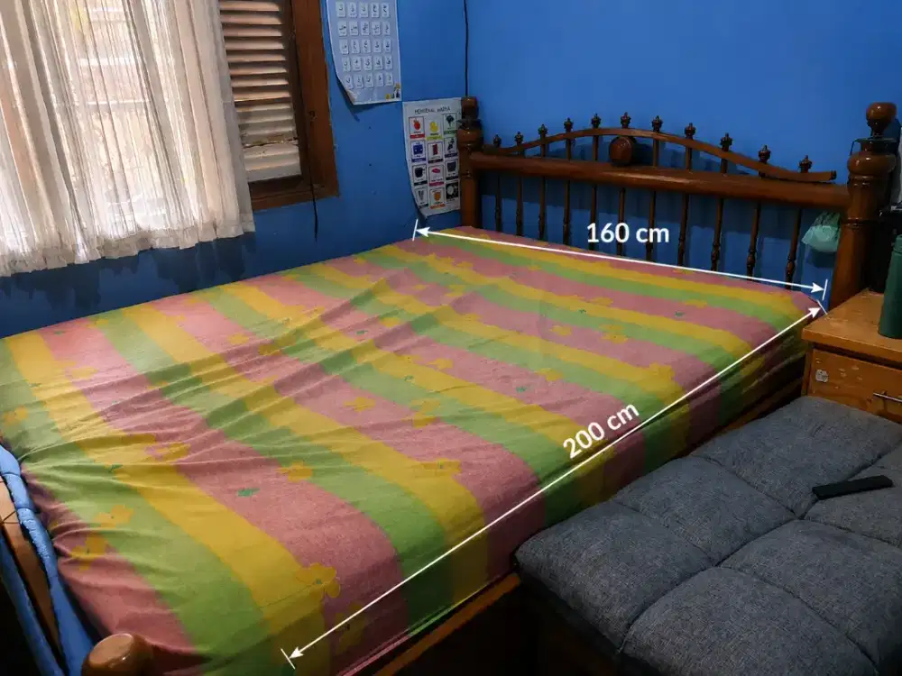 Kasur dipan dan springbed Jati antik minimalis 160cm x 200