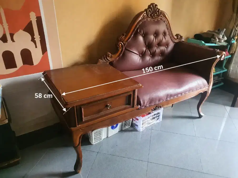 Sofa telepon Jati asli