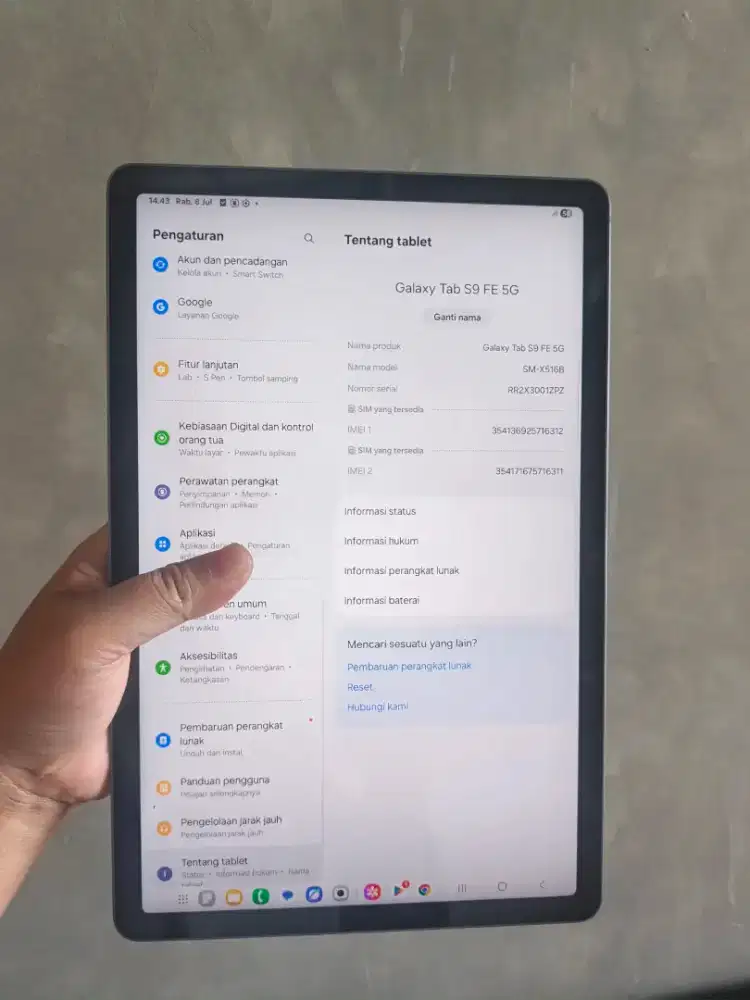 Samsung galaxy Tab s9 Fe 5g 6/128gb