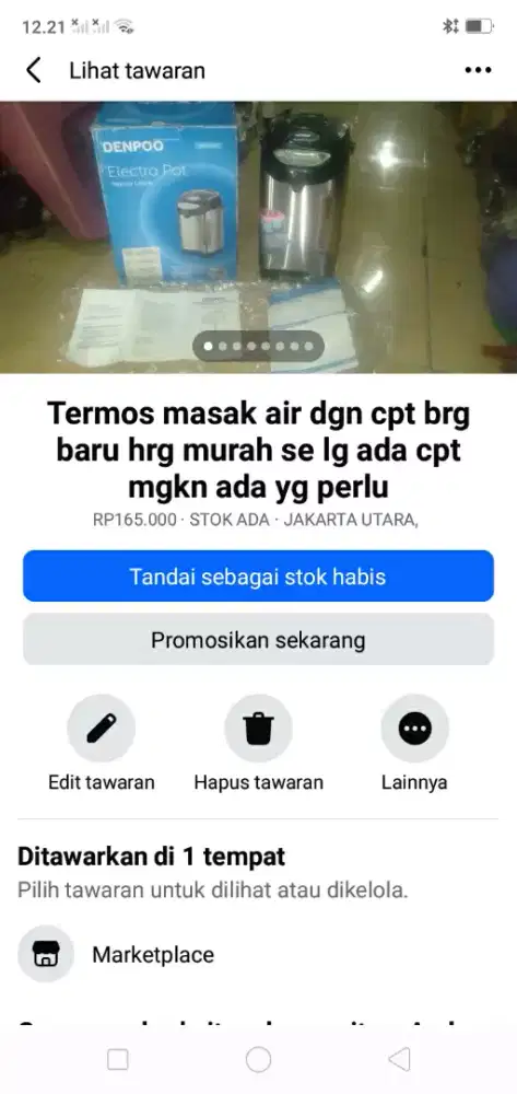 Termos masak air dgn cpt brg baru hrg murah se lg ada cpt dpt yah