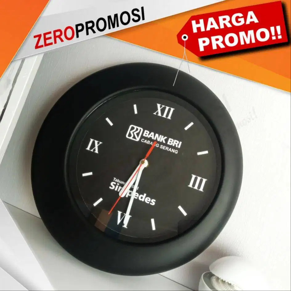 Jam Dinding Analog Sabit Minimalis Custom Logo Souvenir Premium untuk