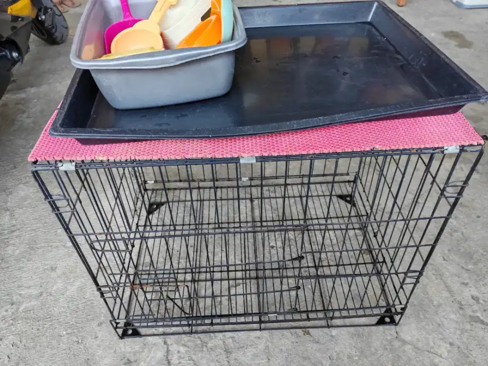 Kandang Kucing/Anjing 60x40x50 Lengkap + Bak Pasir +Tempat Makan Minum