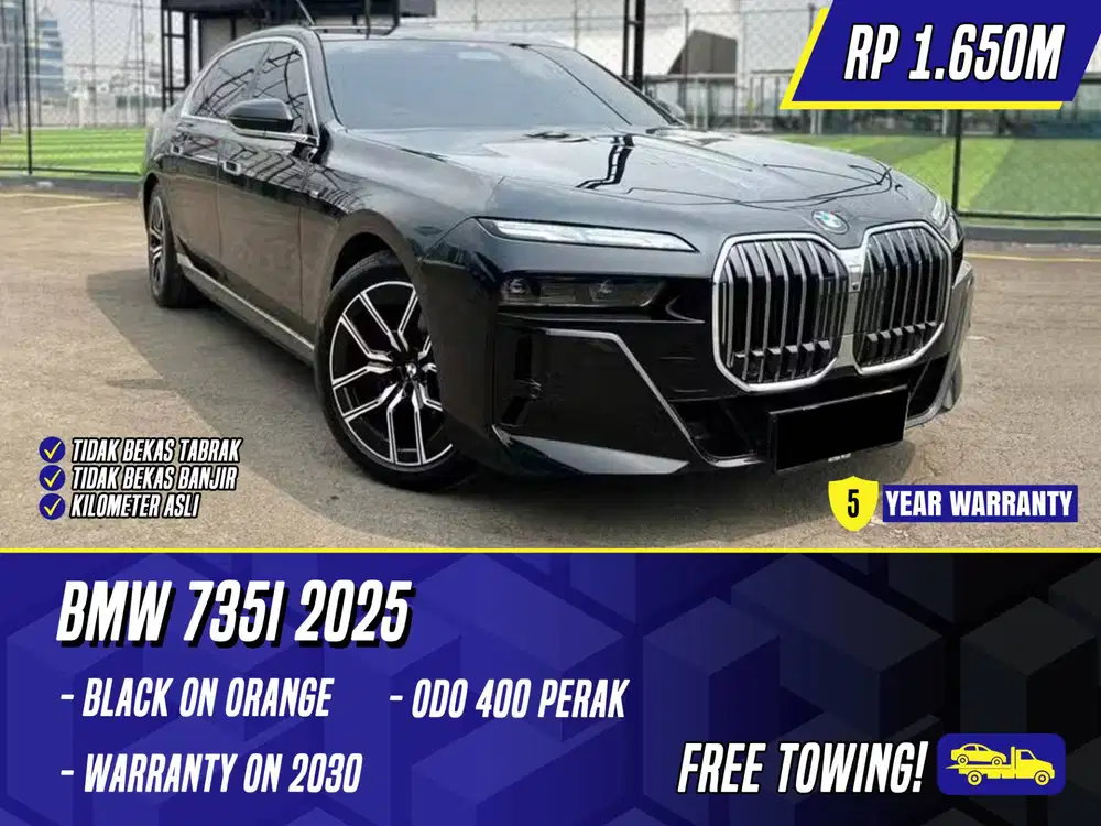 BMW 735i 2025 NIK 2024 Black on Orange Hitam 735 i M Sport MSport