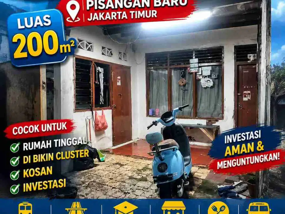 Jual Rumah di Matraman, Pisangan Baru, Jakarta Timur di Bawah NJOP , SHM