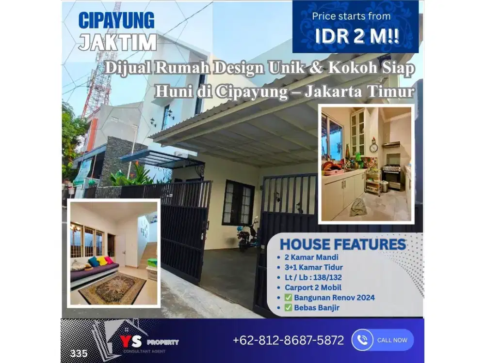 NOVEMBER CERIA SPECIAL SALE 1,9 JADI 1,75 M SAJA! Dijual Rumah Bagus & Kokoh Renovasi 2024 – Cipayung Jakarta Timur 335