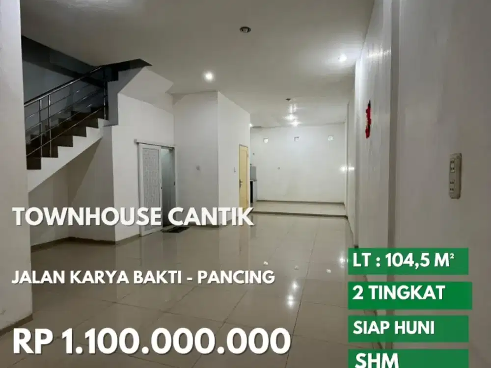townhouse cantik jalan karya bakti daerah krakatau dan pancing