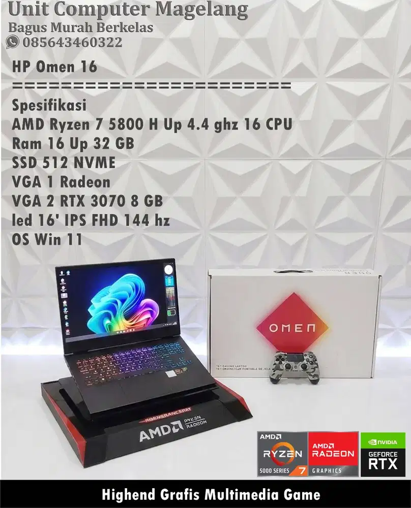 HP Omen 16 AMD Ryzen 7 II 16 GB II RTX 3070 8 GB II 16' IPS FHD I High