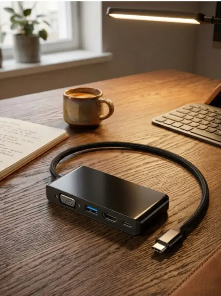 USB-C Multiport Adapter / Docking Station kombinasi port HDMI dan VGA