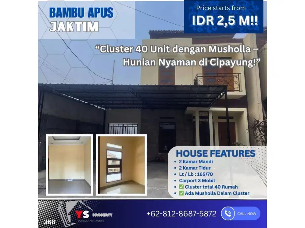 Cluster 40 Unit dengan Musholla - Hunian Nyaman di Bambu Apus Cipayung! 368