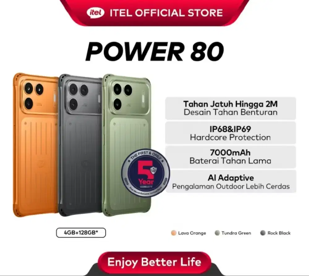 Itel Power 80 4+4GB/128 GB NEW Garansi resmi