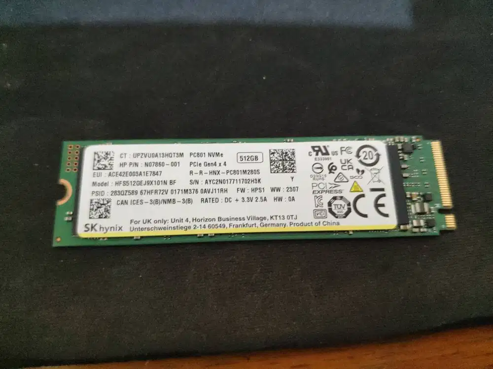 SSD NVME 512GB PCIe Gen4 x 4 SK Hynix PC801 Gen 4 x4 4x4 2280  M.2