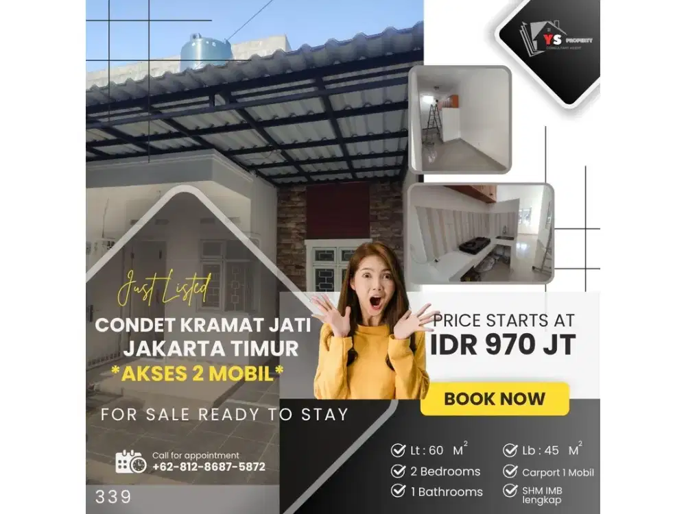 CONDET KRAMAT JATI RUMAH 1 LT KONDISI BARU DI RENOV AKSES 2 MOBIL 339
