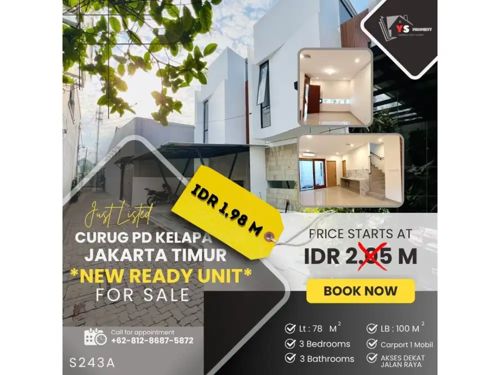CURUG PD KELAPA RUMAH BARU MODERN MINIMALIS 2 LT SIAP HUNI S243A