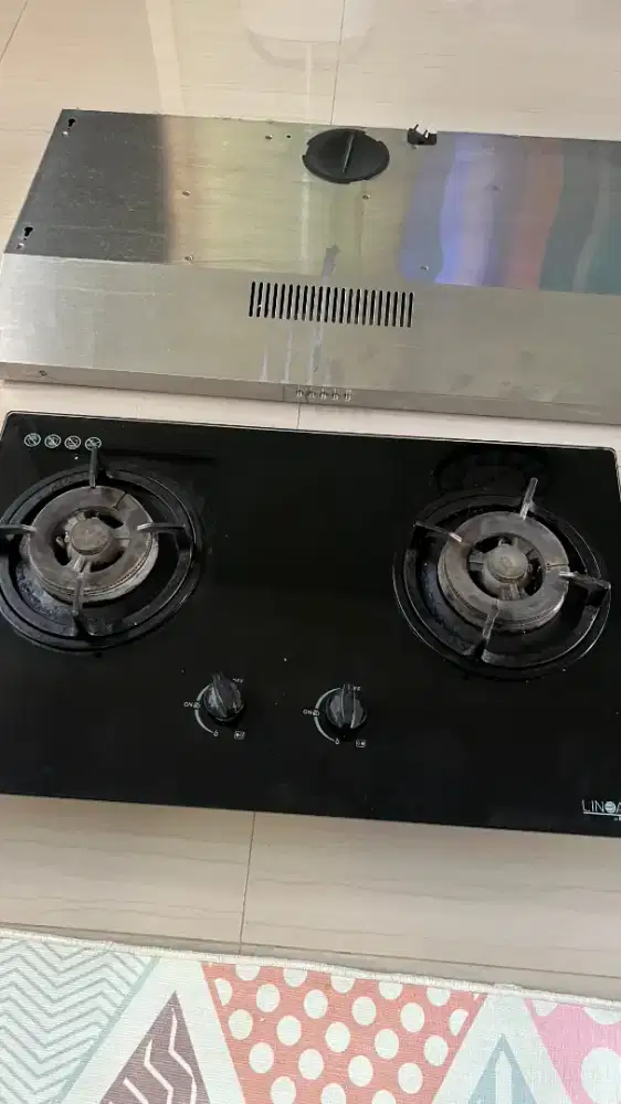 For sale! Kompor tanam linea 2 tungku dan cooker hood linea dan sink