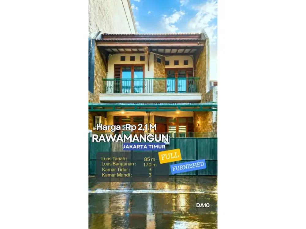 DIJUAL CEPAT – Rumah Modern Rawamangun Full Furnished Akses 2 Mobil Siap Huni DA10