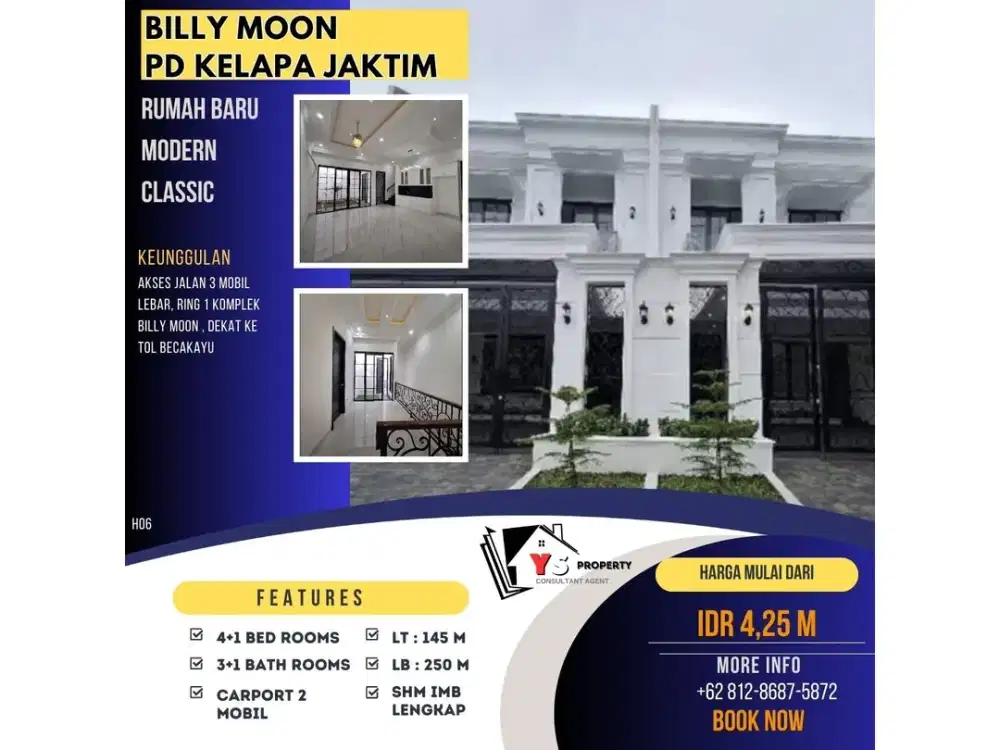 PD KELAPA BILLY MOON RUMAH BARU CLASSIC 2 LANTAI READY 2 UNIT H05