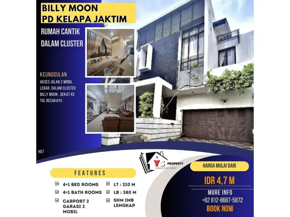 PD KELAPA BILLY MOON RUMAH LUAS & MEWAH 2 LT DALAM CLUSTER H07
