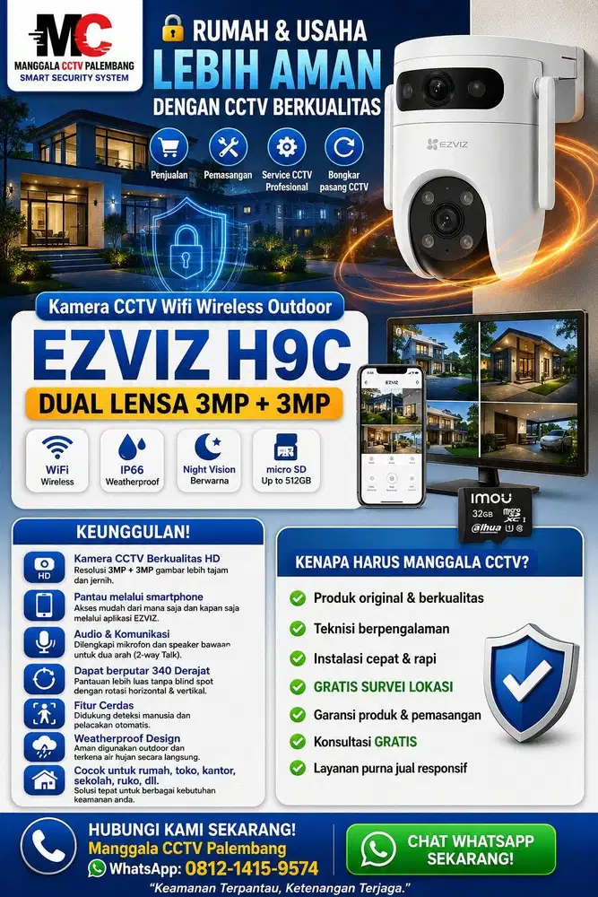Kamera CCTV Wifi wireless Outdoor EZVIZ H9C 3MP+3MP 2lensa