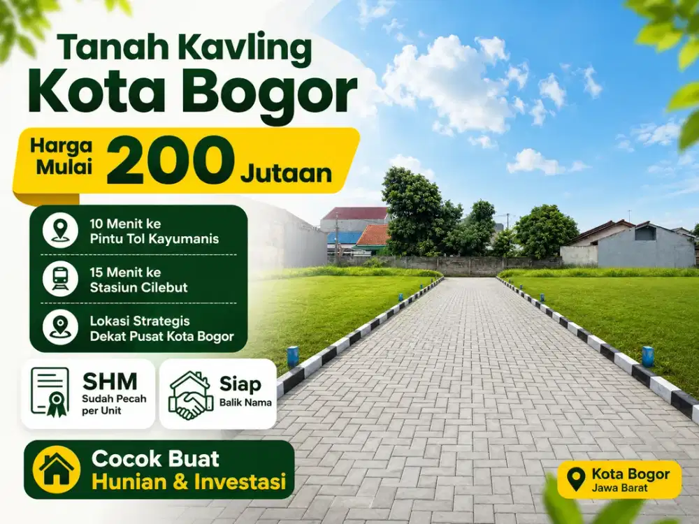 Kavling Murah 200 Jt-an Dekat Pintu Tol Kayu Manis, SHM Pecah