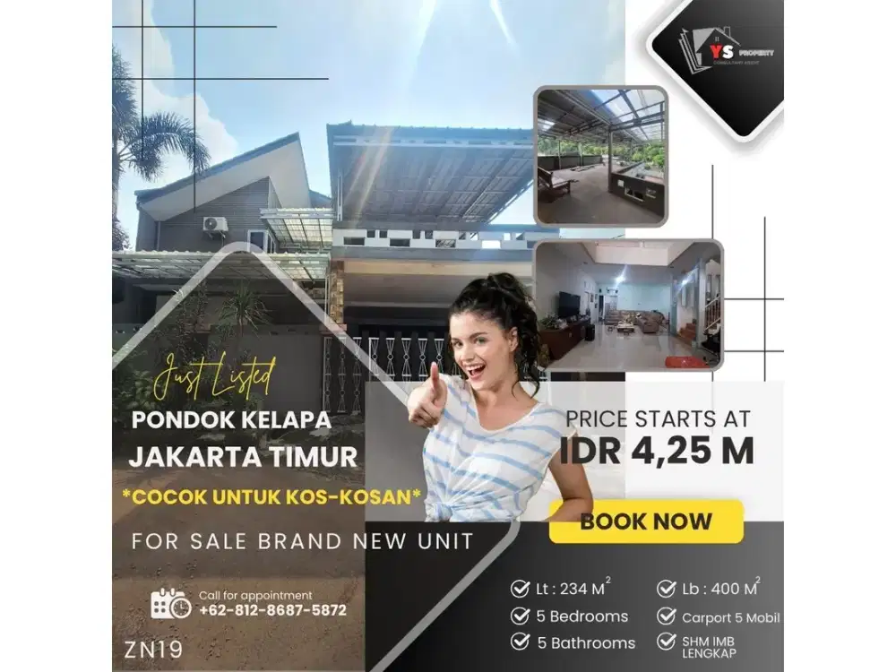 PONDOK KELAPA JAKTIM RUMAH LUAS PINGGIR JALAN BISA BUAT KOS KOSAN ZN19