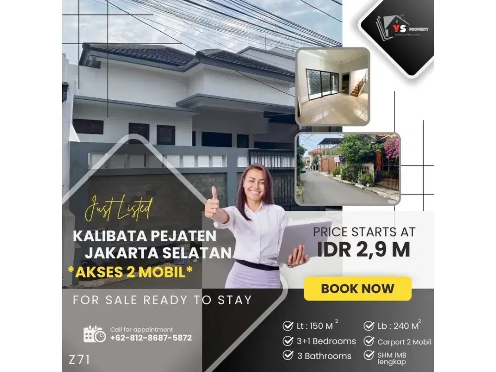 PEJATEN KALIBATA RUMAH 2 LT SIAP TINGGAL STRATEGIS AKSES 2 MOBIL Z71