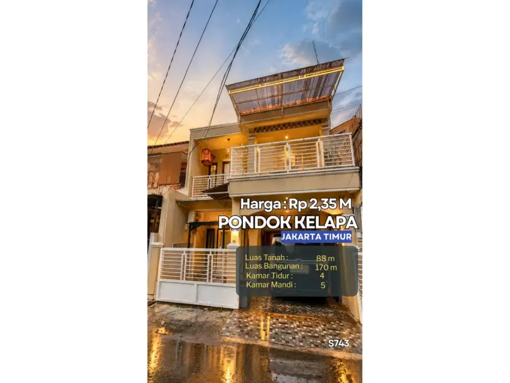 Pondok Kelapa Rumah 2,5 Lantai Siap Huni 4 KT 5 KM Bonus 5 AC Rp2,35 M 402
