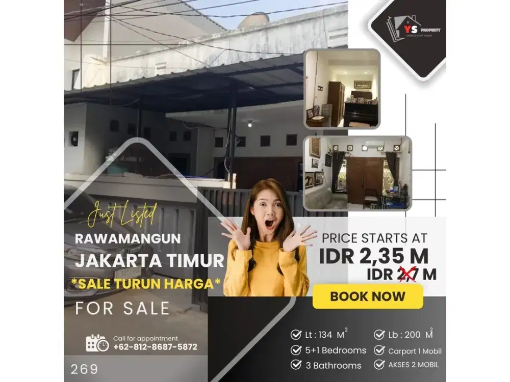 RAWAMANGUN JAKTIM RUMAH 1,5 LT HARGA SANGAT MURAH HARUS LAKU CEPAT 269