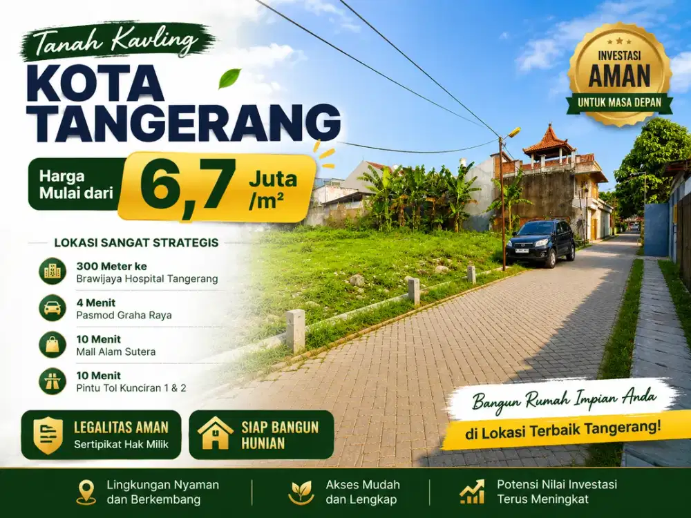 Tanah SHM Strategis Dekat Brawijaya Hospital Tangerang, Siap Balik Nama