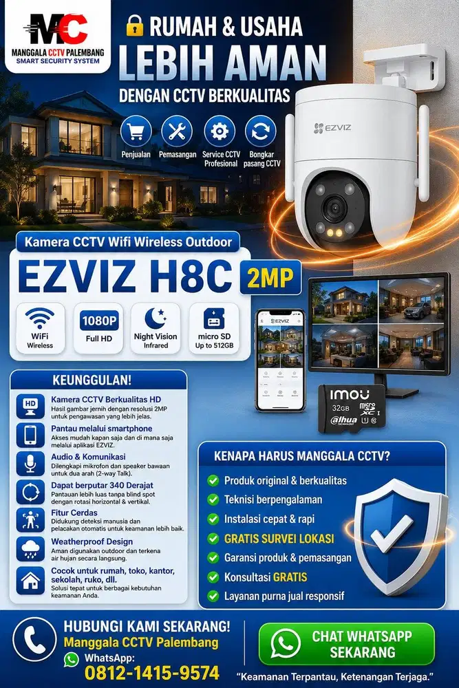 KAMERA CCTV WIRELESS OUTDOOR EZVIZ H8C 2MP