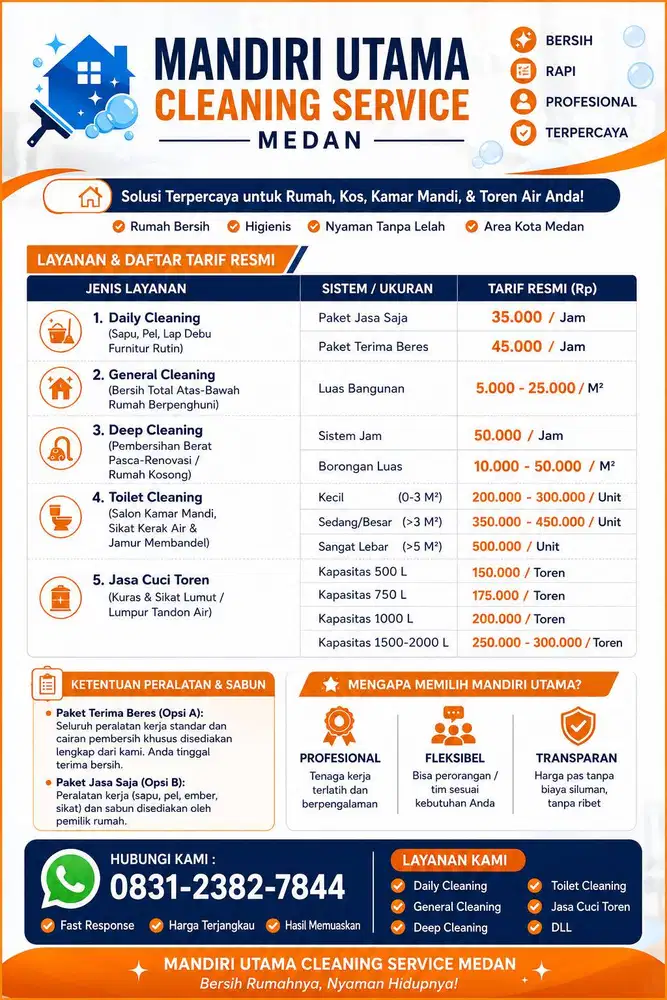 Jasa Bersih Rumah & Salon Kamar Mandi Medan - Mandiri Utama