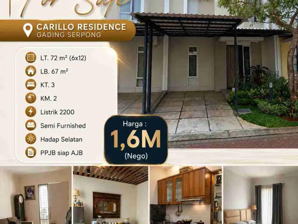 [FOR SALE] RUMAH CARILLO RESIDENCE GADING SERPONG