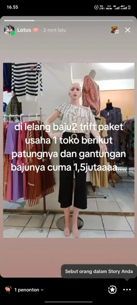 Lelang paket usaha baju 1 toko berikut patung patung dan gantungan nya