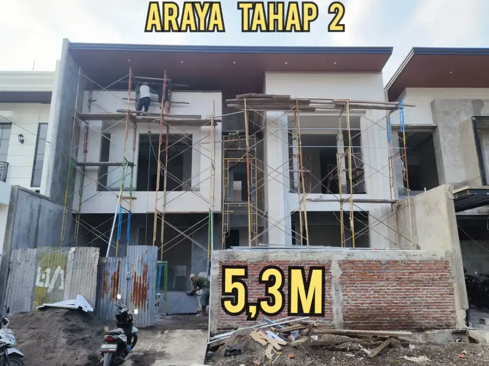 BARU GRESS  RUMAH MODERN TROPIS MEWAH ARAYA 2 GALAXY BUMI PERMAI SURABAYA TIMUR. DEKAT MERR, MANYAR, KLAMPIS, ITS, Dsb  Ukuran : 12x15 LT : 180 m2 LB