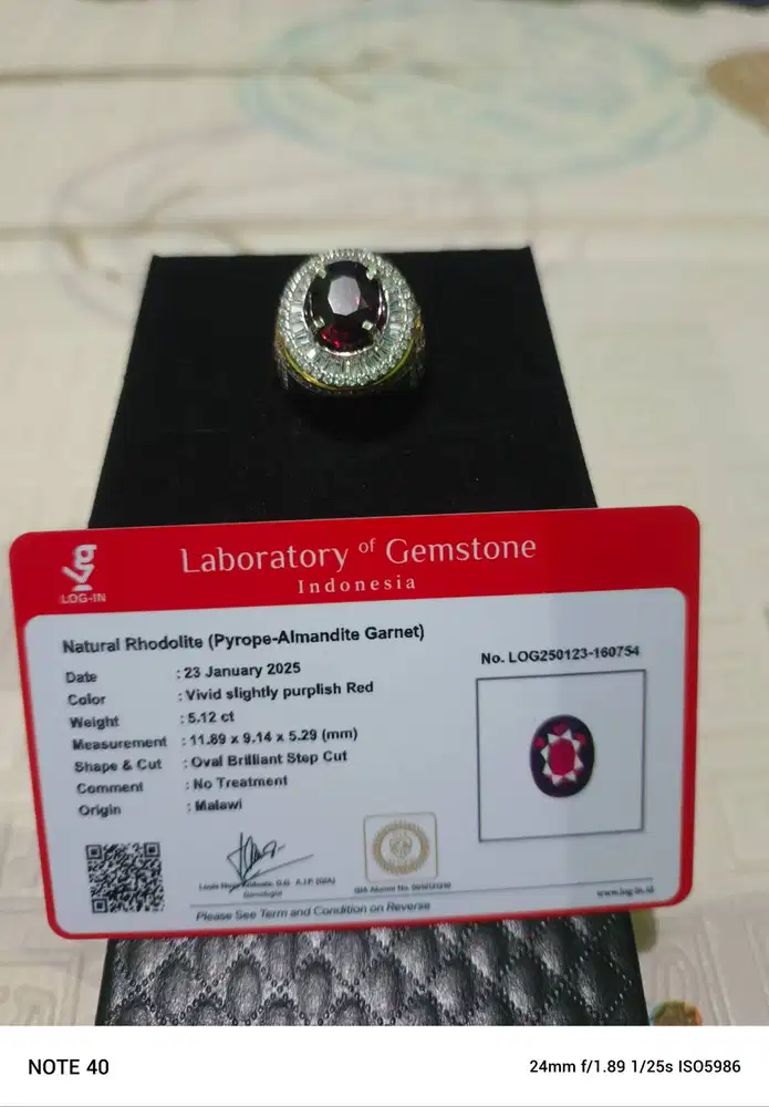 Red garnet,ring perak size 8